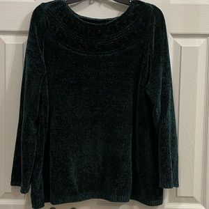 Dark greenish knit felt sweater